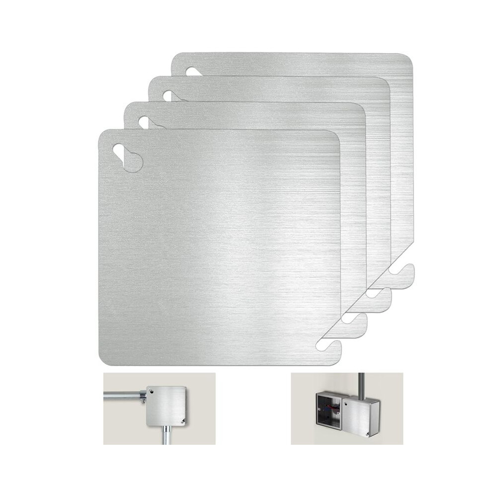 4X4in Metal Electrical Box Cover Plates, 4 Pcs Electric Junction Box Cover Plate, Square Flat Electric Box Panel Cover 4852537353489
