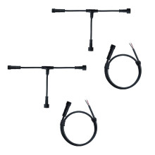 Cable Negro con Conector de Tres Vías (MMF) de Línea de Extensión de un Solo Extremo en Forma de T de la Serie 2P A Prueba de Agua