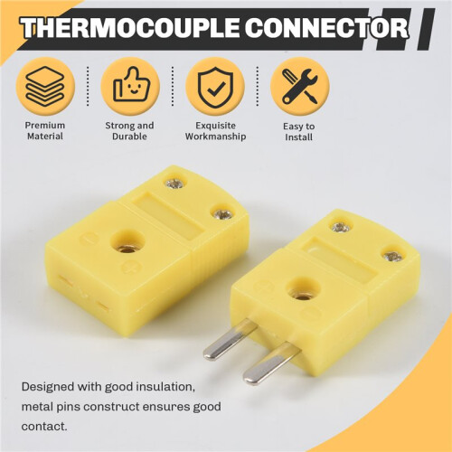 Yellow Plastic Shell K Type Thermocouple Plug Socket Connector Set 2