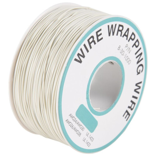 305M White PVC Coated Tin Plated Copper Wire Wire-Wrapping 30AWG Cable Roll