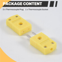 Yellow Plastic Shell K Type Thermocouple Plug Socket Connector Set