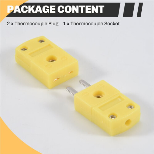 Yellow Plastic Shell K Type Thermocouple Plug Socket Connector Set