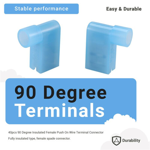 40pcs 90 Degree Insulated Female Push  Wire Terminal Connector 1