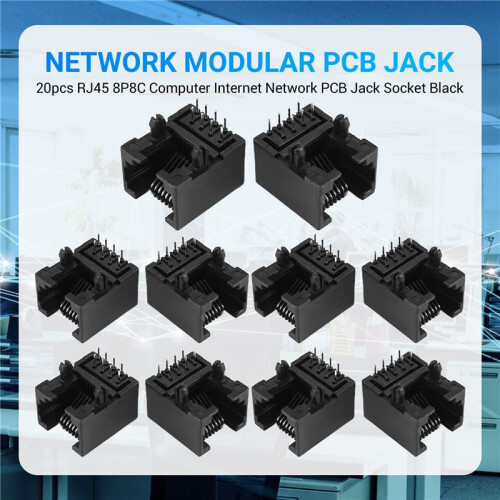 20pcs RJ45 8P8C Computer Internet Network PCB Jack Socket Black 1