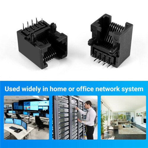 20pcs RJ45 8P8C Computer Internet Network PCB Jack Socket Black 2