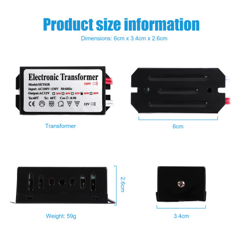 110V Trasformatore Elettronico Per Lampada Alogena 12V 60W Trasformatore Elettronico Nero