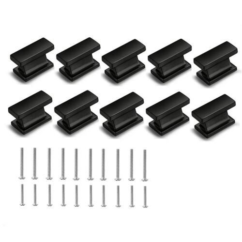 10 Pack Square Black Cabinet Knobs Drawer Dresser Knobs Cabinet Handles for Cupboard Bathroom Kitchen Cabinet Hardware