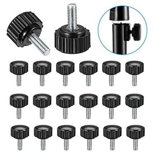 Threaded Knurled Thumbscrew, 20 PCS M4 X 10 mm Mount Bolts Screw  Knobs Grips Black Round Clamping Screw Knobs 1