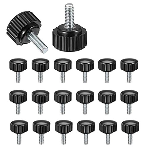 Threaded Knurled Thumbscrew, 20 PCS M4 X 10 mm Mount Bolts Screw  Knobs Grips Black Round Clamping Screw Knobs