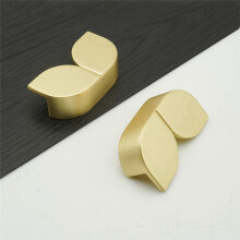 2 Pack Brushed Gold Cabinet Pulls Half Moon Flowers Drawer Pulls Zinc Alloy Handles for Dresser Kitchen Cupboard 79mm