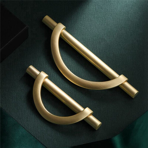 2Pcs Gold Cabinet Pulls Drawer Pulls Half Moon Shape Cabinet Pulls Drawer Dresser Handles Kitchen Cupboard Handles A 1