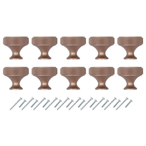 10Pack Kitchen Cabinet Knobs Knurled Dresser Knobs Cabinet Hardware Aluminum Knobs for Dresser Drawers Copper Color