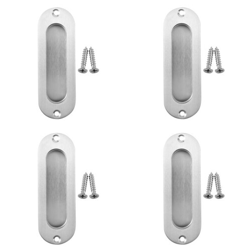 4X Rechteckige Gesicht Fix Flush Einbau-Schiebetuer Pull Handle Edelstahl