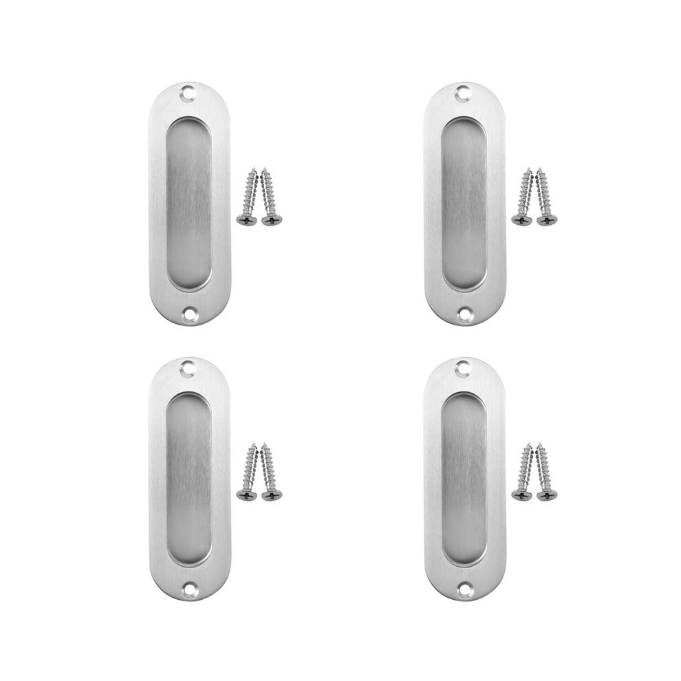 4Pcs Rectangular Face Fix Flush Recessed Sliding Door Pull Handle Stainless Steel 4713617389661
