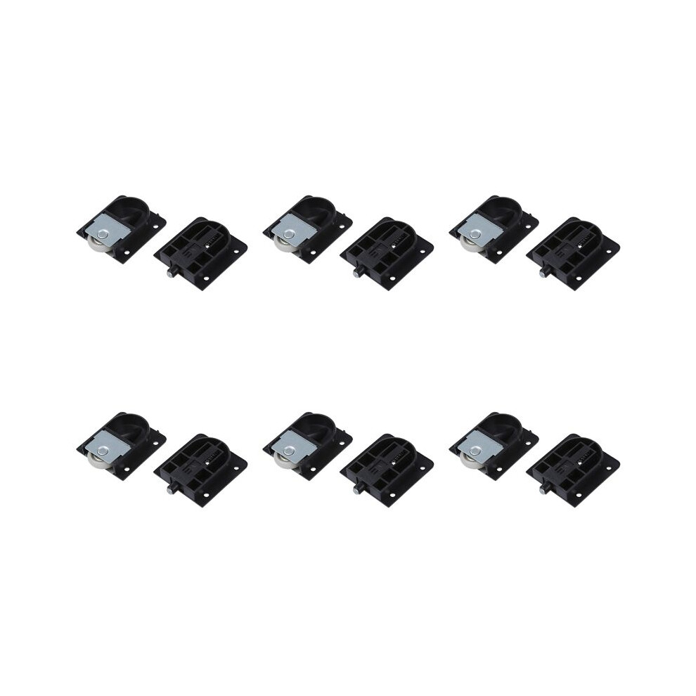 6X Wardrobe Black Plastic Plate 25Mm Dia Wheel Sliding Door Roller 6032993266662