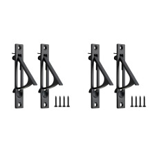 4 Pack Pocket Door Pull Solid Pocket Door Flush Pull Pocket Door Handles in Matte Black