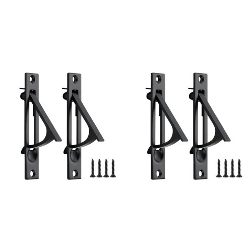 4 Pack Pocket Door Pull Solid Pocket Door Flush  Pull Pocket Door Handles in Matte Black