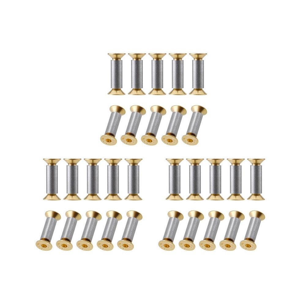 30 Packs Knife Handle Screws Rivets Bolts Fasteners, Gold Hex Flat Screws, Knives Maker Screws 6034120160195