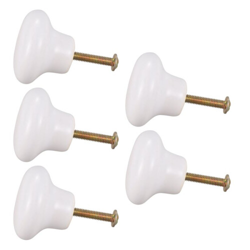 5pcs Ceramic Door Round Handles Kitchen Cabinet Cupboard Wardrobe Pull Knobs White S 1