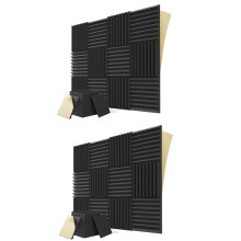 24Pack Sound Proof Foam Panels with Self Adhesive,1x12x12In Acoustic Soundproof Wall Panels for Gaming & Studio Black