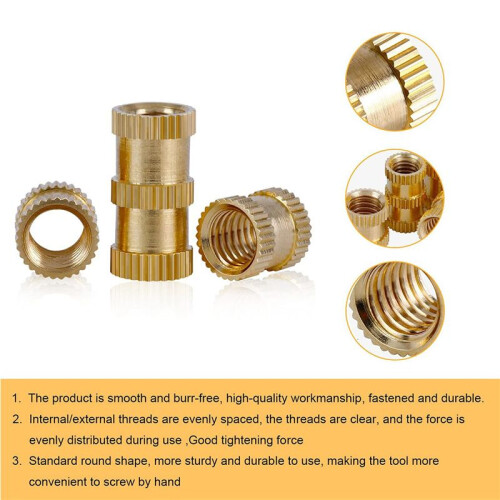660 Pcs Brass Threaded Insert Nuts M2 M3 M4 M5 Female Thread Knurled Nut Inserts Embedment Nut for 3D Printing Part