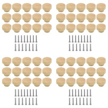 60 Stuks Houten Ladeknoppen, Meubelknoppen, Houten Kastknoppen voor Kasten en Lades, Ronde Houten Knoppen