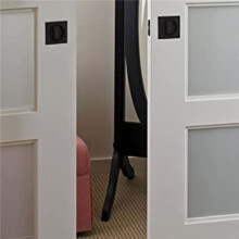 5X Pocket Door Lock, Matte Black Contemporary Privacy Square Pocket Door Hardware, Black Sliding Pocket Door Lock