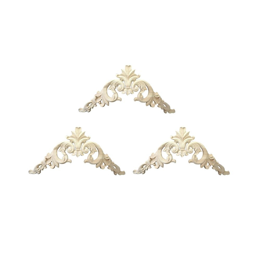 3Pcs 15 X 15Cm Rubber Wood Carved Corner Onlay Applique Exquisite Unpainted 4711518167654