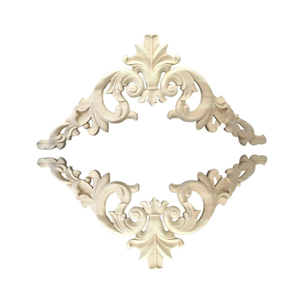3Pcs 15 X 15Cm Rubber Wood Carved Corner Onlay Applique Exquisite Unpainted 4713562070256