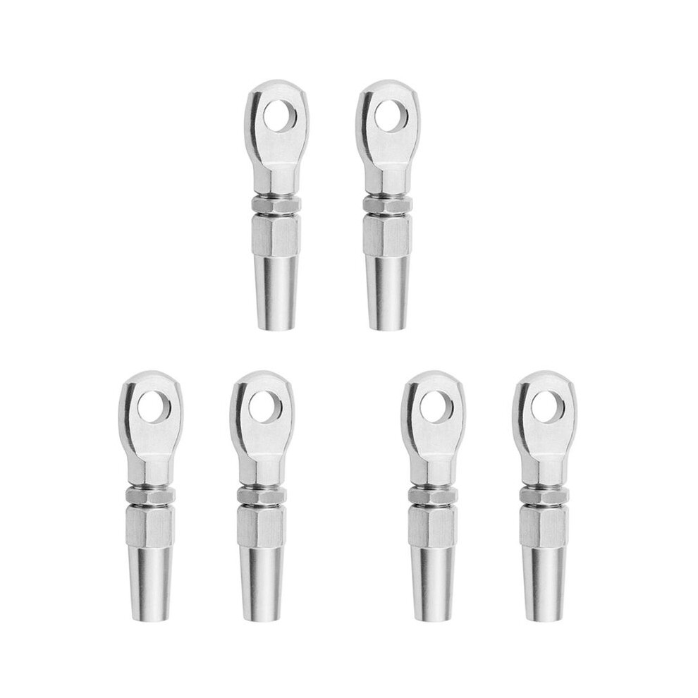 6Pcs Marine Grade 316 Stainless Steel Swageless Eye Terminal Wire Cable Rope Diy Fitting Rigging Hardware Balustrade Kit 6033805469011