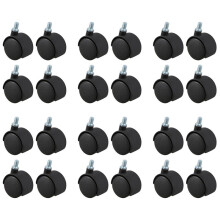 Vridbart Hjul i Plast 8 mm Skruvstam 1,5-Tums Diahjul 24 St Svart