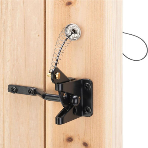 4X Self Locking Gate  for Wooden Fence Heavy Duty, Steel Spring Cable Pull String Gate Hardware Gate Lock 1
