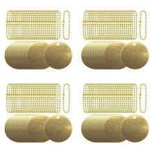 100 Stück 1,5-Zoll-Ventilanhänger Aus Messing zum Stempeln mit Loch und 25 Stück 2,4-mm-Metallkugelketten für Rohrventile und Ausrüstung