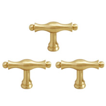 3X French Light Luxury Brass Drawer Handles Furniture Hardware Kitchen Cabinet Gold Handles,T Single Hole