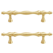 2X French Light Luxury Brass Drawer Handles Furniture Hardware Kitchen Cabinet Gold Handles,96 Hole Spacing