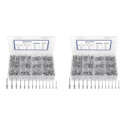 1200 Peças Kit de Sortimento de Rebites  de 14 Tamanhos Rebites de Alumínio (3/32 Polegadas 1/8 Polegadas 5/32 Polegadas 3/16 Polegadas), Rebites