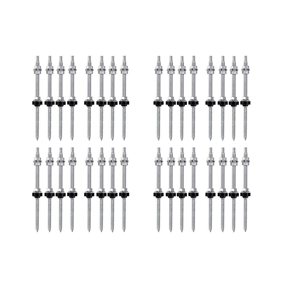 Hanger Bolts, M10 X 200 Mm, Pre-Assembled, V2a, Height-Adjustable, For Photovoltaic Solar Mounting Roofs, 32 Pack 4713913887496