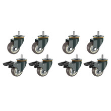 Caster Wheels,8 PCS M16 Thread Heavy Duty TPR-Hjul med Broms Universal 360 Swivel Nature Trolley Replacements 3 Tum