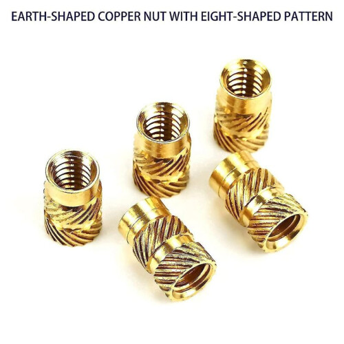 600Pcs Thread Knurled Nuts, Brass Knurled Threaded Insert Nuts, Brass Threaded Inserts for 3D Printing Injection Molding 1