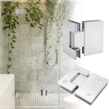 10 Pack 180 Degree Frameless Glass Shower Door Hinges, Brushed Nickel Shower Door Hinges Heavy Duty 304 Stainless Steel