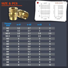 800 Unidades de InserçõEs Rosqueadas, Kit de Sortimento de Porcas Serrilhadas de Rosca M2/M2.5/M3/M4/M5/M6, Inserção de Conjunto de Calor para
