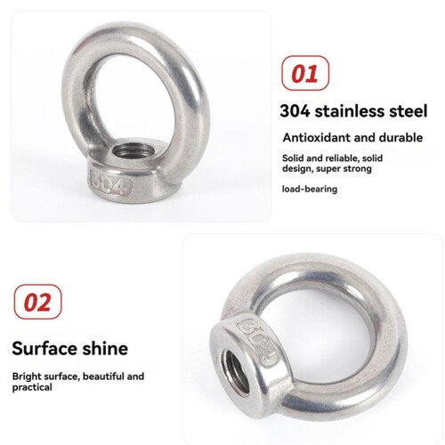 10X M10 Eye Mutter Rostfritt Stål Marine Lifting Eye Mutter  Mutter Eyelet för Kabellyft