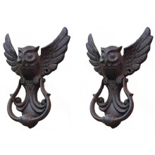 2X Mystischer Eulen-Türklopfer Aus Guss, Antiker Türgriff, Hoftürgriff