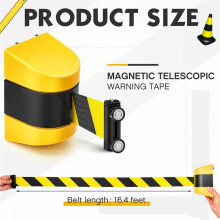 5pcs 16.4 Ft Magnetic Retractable Wall Barrier Magnetic Wall Mount Crowd Control Retractable Safety Belt Striped Belt