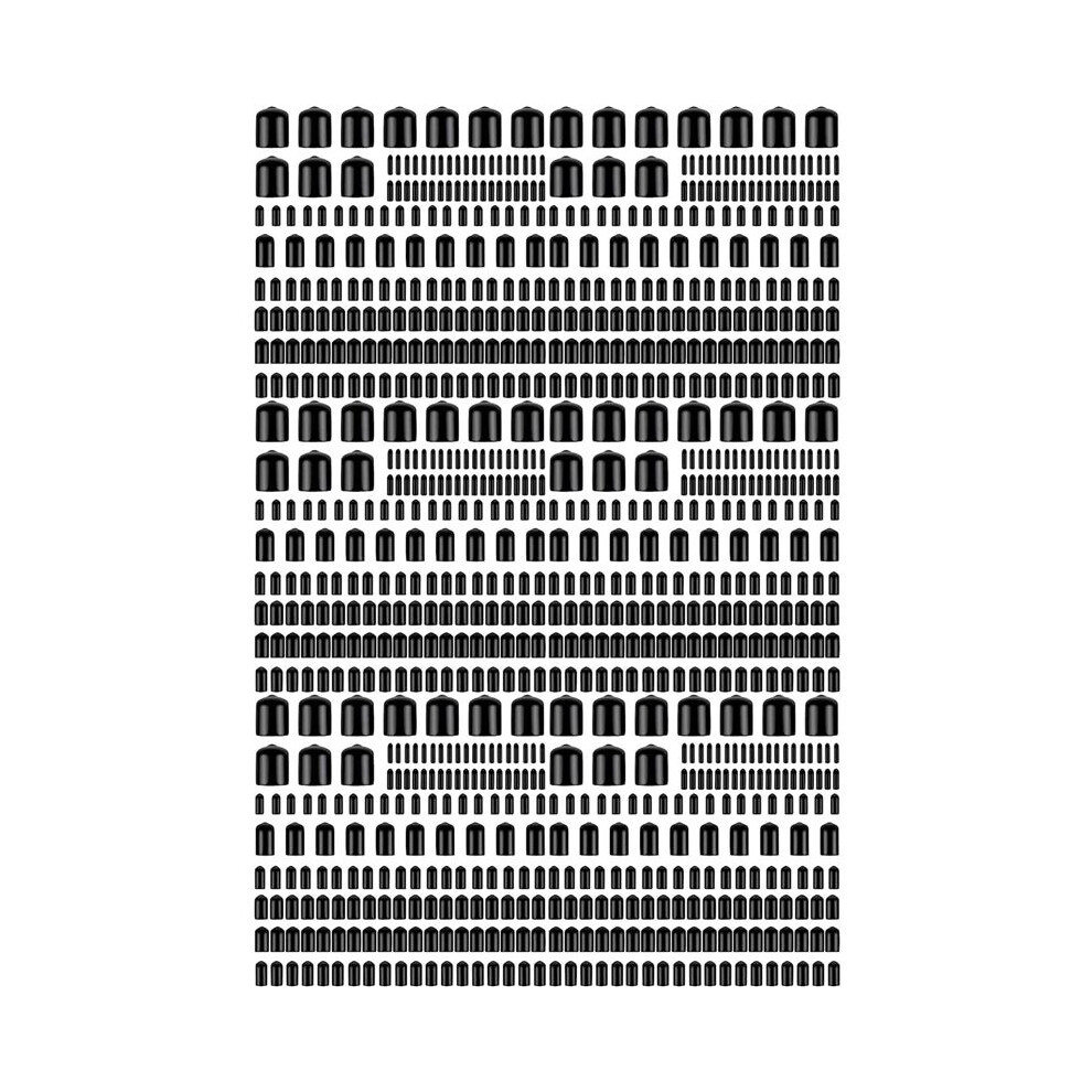 960Pcs Assorted Size Rubber End Caps, Flexible Screw Thread Protector Caps Round Vinyl Bolt Screw Cover Caps In 9 Size 4711332306307