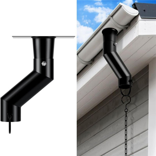 2X Rain Chain Gutter Adapter Black Installation Suit for Gutter Downspout Outlet 1