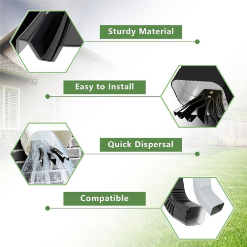 2PCS Gutter Downspout Diverter, Gutter Downspout Extensions for Rainwater Dispersal, Rain Gutter Disperser Black 2