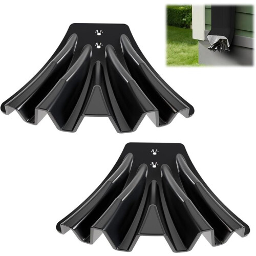 4PCS Gutter Downspout Diverter,Gutter Downspout Extensions for Rainwater Dispersal,Rain Gutter Disperser Black 2