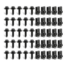 50 Sujetadores de Carrocería: 25 Pernos y 25 Clips de Tuerca en U para Guardabarros, Tapa del Motor y Protector Contra Salpicaduras.
