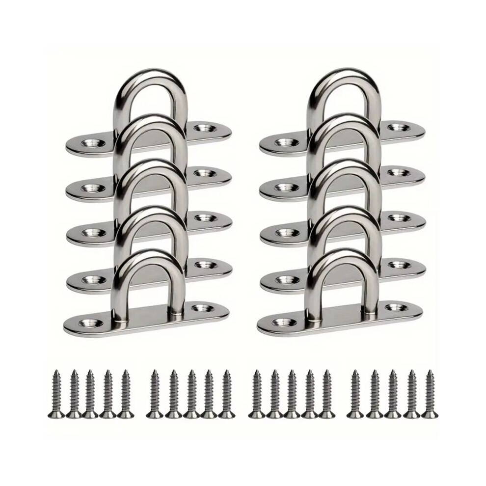 Stainless Steel Screw Hooks And 20X Mounting Screws, M5 Eye Plate With Ring, For Marine Equipment, Ceiling Wall Hangings 4713619203842